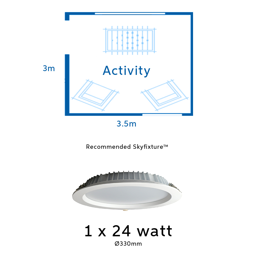 24 watt light fitting for activity rooms, rumpus rooms and living areas